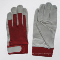 Pigskin Leather Mechanic Safety Work Glove with Cotton Back